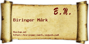 Biringer Márk névjegykártya